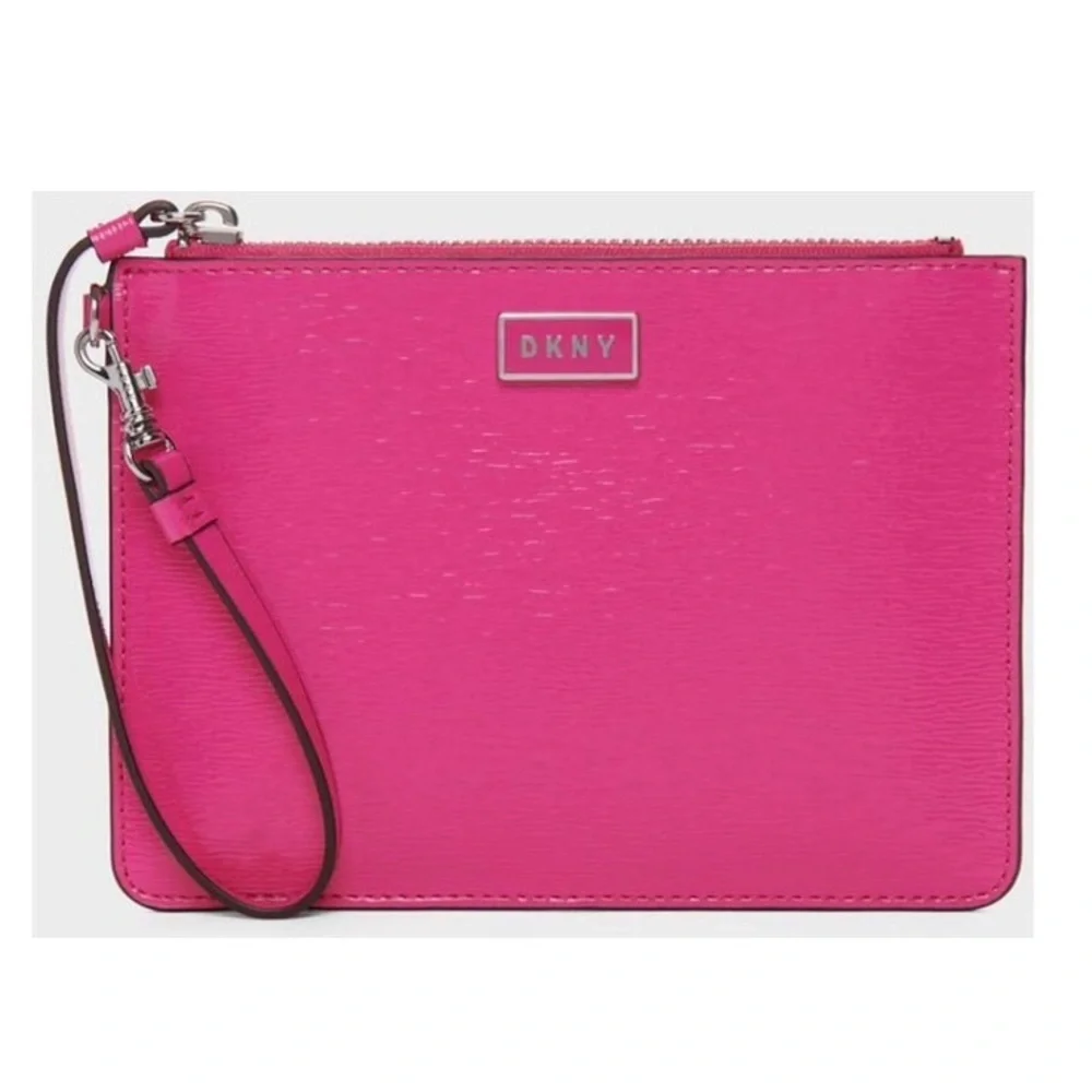 DKNY Gigi Wristlet Hot Pink Patent Leather